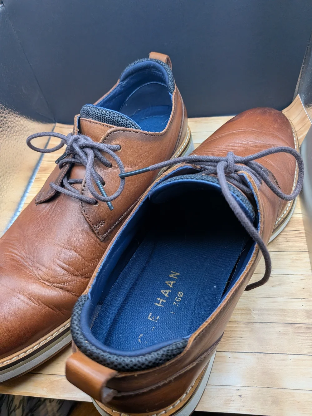 Cole Haan, brown, Leather Derby Shoes